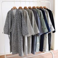 [2732 Lời khen ngợi của mọi người] Áo choàng tắm gạc Cotton nguyên chất phong cách Nhật Bản Áo ngủ Kimono cỡ lớn Xuân thu hè Bộ đồ ngủ phong cách mỏng Áo choàng tắm có dây buộc Quần áo hấp mồ hôi