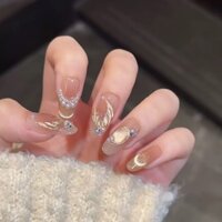 2767-2769 Nàng Tiên Cá Ji Móng Tay Tay Mùa Xuân Hè Giả Tưởng Đuôi Cá Mắt Mèo Ngọc Trai Tính Khí Vẽ Tay Móng Tay Phong Cách Ngắn Làm Móng Tay