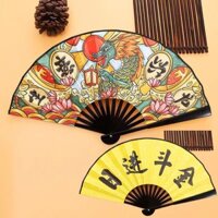 27cm Minh Họa Phong Cách Gấp Quạt Thanh Disco Quạt Triều Đại Quốc Gia Quạt Sinh Viên Cổ Nhựa Quạt Lụa Vải Gấp20250328