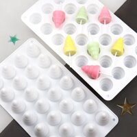 28 lỗ khuôn bánh silicon DIY sáng tạo khuôn kem Khuôn sô cô la giòn hình nón khuôn kẹo mút khuôn DIY dụng cụ nướng bánh