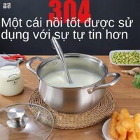 ◕✠28Nnồi súp nấu lẩu inox 304 cháo gia dụng sữa hai đáy dày không khí bếp từ nói chung