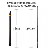 290cm DJI Action5 Sợi Carbon Vô Hình Mở Rộng Phiên Bản Selfie Stick Cho Insta360 X4 / X3 / GO3 / Ace pro2 Phụ Kiện Cho GoPro Selfie Stick