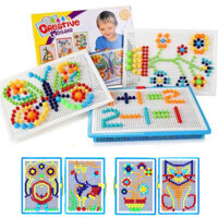 296 Chiếc 3D Xếp Hình Trò Chơi Xếp Hình Ban Quà Tặng Sáng Tạo Đồ Chơi Giáo Dục DIY Handmade Đồ Chơi Nấm Móng Tay Hạt Nhựa Sáng Tạo