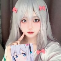 2D Anime Cosplay Tógiả Izumi Sagiri kiểNhật, tóthẳng hoàn toàn, tótrắng thuần khiếtôái, tómái bay