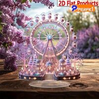 2d Ferris Bánh Xe Acrylic Ký Để Bàn Trang Trí Với Đế Trang Trí Mảng Để Bàn Trang Trí Cho Cafe Phòng Khách Trang Trí Nhà