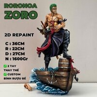 2D Repaint mô hình Zoro dáng đứng trên thuyền cao 36cm - Mô hình sơn 2D Zoro One piece có custom