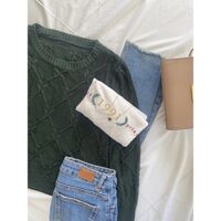 [2HAND] ÁO LEN THỪNG KOREA (MÀU XANH RÊU)