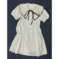 (2hand) Váy babydoll trắng cổ phối ren siêu xinh