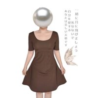 2Hands | Đầm nâu thun lạnh không nhăn Vintage