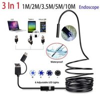 2M 7MM Endoscope Camera USB Type C Mobile Probe Borescope Inspection Endoscopic For Android Smartphone For Cars Endoscop