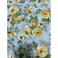 2m x 1m5 vải lụa mango KhangThinhGia hoa vàng mềm Vải may áo dài bộ váy đầm (L5)