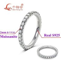 2Mm Đầy Rắn Đủ Vòng Vĩnh Cửu Với Bạc Sterling Sier Trắng Tròn Mossanite Kim Cương Tr
