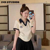 2ND STUDIOS áo polo nữ áo có cổ Thời trang hàn quốc Dễ thương Trendy A29J0V1 21Z240521