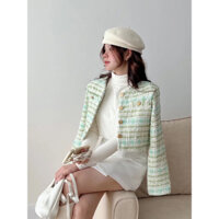 [2ndhand] Áo tweet croptop - Xanh biển pastel