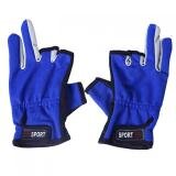 2pcs Blue Outdoor Sports Anti Slip Fishing Gloves