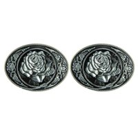 2pcs Classic Retro Belt Buckle Alloy Pink Flowers Carved Cowboy