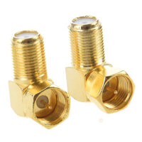 2pcs F Male Plug to F Female Jack Right Angle RF Coaxial Adapter Connector