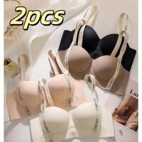 2pcs mùa hè đồ lót không đường may áo ngực của phụ nữ nâng tập hợp chống ánh sáng không gọng thép rắn Áo lót dây đeo họa tiết chữ
