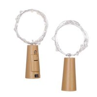 2Pcs Wine Bottle Cork Copper Wire Fairy String Lights 1m 10LED - Colorful