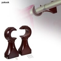 2x 28mm Rèm Gỗ Chân Đế Móc Nhẹ Phụ Kiện Trang Trí Đỏ Nâu Chắc Chắn Drapery Cần Giá Đỡ Treo Tường