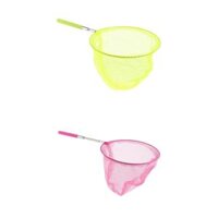 2x Extendable Insect Catching Butterfly Fishing Net for Kid Play Yellow Pink