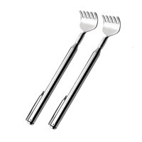 2x Telescopic Stainless Steel Back Scratcher with Pocket Clip