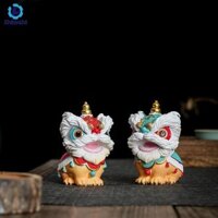 2x Tượng Múa Sư Tử Quà Tặng Lý Tưởng Thủ Công Đồ Trang Trí Trung Quốc Cho Phòng Ngủ Trong Nhà