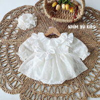 [3-12kg] Body Váy Công Chúa Ren Nơ Kem Tay Dài NHÍM XÙ KIDS Cho Bé Gái Sơ Sinh, Đầy Tháng, Thôi Nôi, Sinh Nhật B038