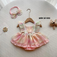 [3-12kg] Body Váy Màu Hồng Tay Cánh Tiên 𝐍𝐇𝐈́𝐌 𝐗𝐔̀ 𝐊𝐈𝐃𝐒 Cho Bé Gái Sơ Sinh, Đầy Tháng, Thôi Nôi, Sinh Nhật B097