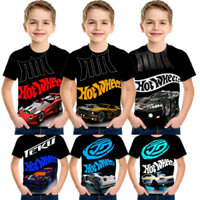 3-13 Tuổi Trẻ Em Hot Wheels Xe Tải Áo Thun Tay Ngắn Thời Trang Hàng Ngày Quần Áo Trẻ Em Áo Mùa Hè Thoải Mái Vải Áo Thun