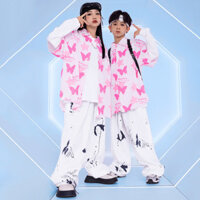 3-14 Tuổi Đồ đồ nhảy cho bé gái đồ nhảy hiện đại đồ nhảy hiphop áo hiphop bé trai Gái Đồ Nhảy Cho Bé Trai Áo Hiphop  Áo khoác ngắn tay màu hồng và quần tây trắng