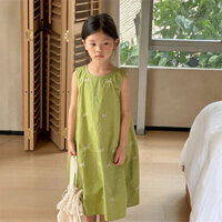 3-14 Y Váy mùa hè bé gái Váy công chúa không tay phong cách Hàn Quốc Váy trẻ em cỡ vừa và lớn