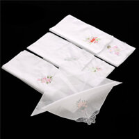 3 28x28cm Bướm Ren Hoa Thêu 100% Cotton Màu Trắng Nữ Khăn Tay Tiệc Cưới Quà Tặng