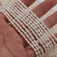 3-3.5mm Hạt kê ren Ngọc trai nước ngọt tự nhiên Sản phẩm bán thành phẩm tự làm Vòng cổ xương đòn Chuỗi vòng Chất liệu trang sức