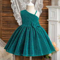 3-8years Kis Girl Đầm Công Chúa Bé Gái Áo Sinh Nhật Trẻ Em Đầm Một Vai Thanh Lịch Nhung Vàng Đầm Dạ Hội