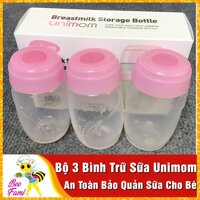 3 Bình Trữ Sữa Unimom Hàn Quốc, Mẫu Mới Loại 150ml/Bình