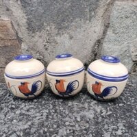 🌿🐓🍀3 BỘ THỐ ĐẤT VẼ CON GÀ NHỎ 9CM CHUYÊN ĐỰNG GIA VỊ 🍀🐓👇