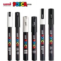 3 Bút Đánh Dấu Acrylic UNI POSCA, Trắng Đen rotulador permanente Graffiti PC 1M 3M 5M POP Kính Gốm Vải