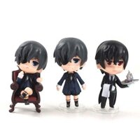 3 Cái / lốc 9-10cm Anime Black Butler Sebastian Michaelis Ciel Phantomhive PVC Hình Đồ Chơi Búp Bê