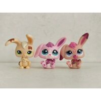 3 cái / lốc LPS Hình Thỏ Hồng Vàng #792#7072 Đồ chơi trẻ em Littlest Pet Shop