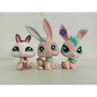 3 cái / lốc LPS Hình Thỏ Hồng #7851#128 Đồ chơi trẻ em Littlest Pet Shop