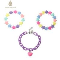 3 Cái/bộ Ngọt Ngào Kẹo Màu Vòng Đeo Tay Nhựa Phụ Nữ Tình Yêu Mặt Dây Chuyền Bangle Đồ Trang Sức