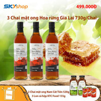 3 Chai Mật Ong Hoa Rừng Gia Lai Honey Land 730g/Chai - Tặng 2 chai mật ong Nam Cát Tiên 520g/chai + 3 lon cá hộp KTC Food 155g