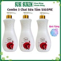 3 Chai Sữa Tắm SALOME Hương Hoa Hồng 1000ml + Tặng Bông Tắm Tạo Bọt