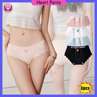 3 Chiếc Gợi Cảm Ice Silk Liền Mạch Quần Lót Cho Nữ Mềm Mại Thoải Mái Hai Lớp Xù Tình Yêu Quần Đùi
