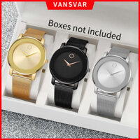 3 Chiếc Kinh Doanh Cổ Điển Thương Hiệu Đồng Hồ Dây Đeo Lưới Thép Không Cân Mặt Số Đơn Giản Đồng Hồ Nam Thạch Anh (Không Hộp)