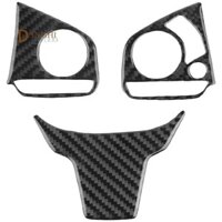 3 Chiếc Ô Tô Sợi Carbon Vô Lăng Nút Công Tắc Bảng Điều Khiển Bao Viền Trang Trí Cho 2016 - 2019