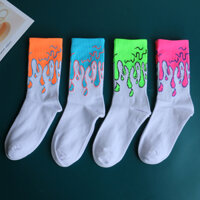 3 Đôi Tất Phố Cao Đường Phố Mặc Sơn Graffiti Ống Dài Trung Bình Tất Cotton Nam Nữ ins Hợp Thời Trang Màu Sắc Tươi Sáng Tất Thể Thao