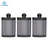 3 Gói Qtip Hộp Đựng Bình Phòng Tắm Bình Nhựa Màu Đen Hộp Bảo Quản Cho Bóng Cotton, Bông