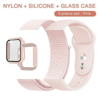 3 Gói Vỏ Kính + Dây Đeo Nylon Silicon Cho Apple Watch Band 49mm 45mm 41mm 38mm 42mm 44mm 40mm cho Iwatch Series 9 8 7 6 SE 5 4 3 Ultra Bảo Vệ Màn Hình Ban Nhạc